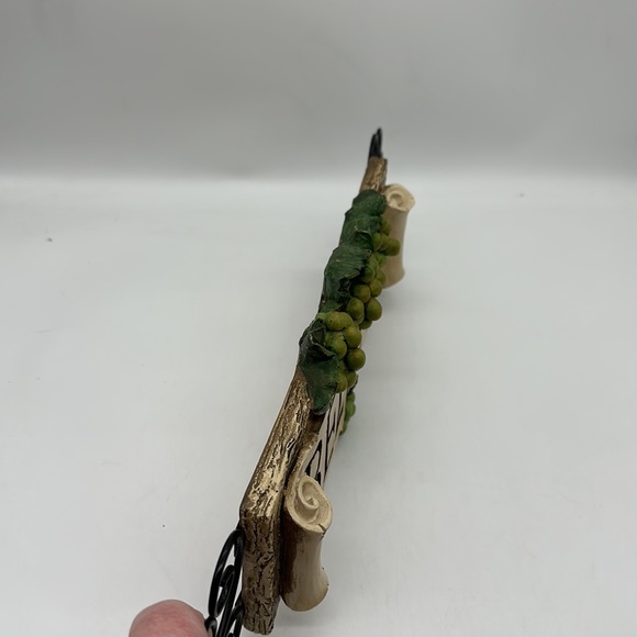 Believe Resin Molded Wall Art w/Scrolling Black Metal & 3D Grapes/Scrolled Sign - Picture 7 of 8